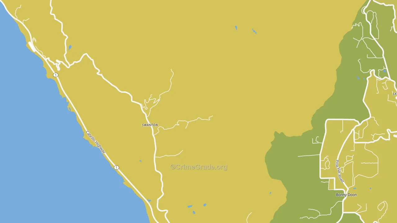 Swanton, CA Map of Vehicle Theft Rates