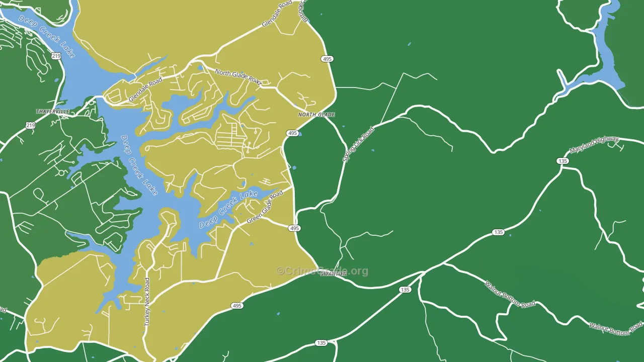 Swanton, MD Map of Vehicle Theft Rates