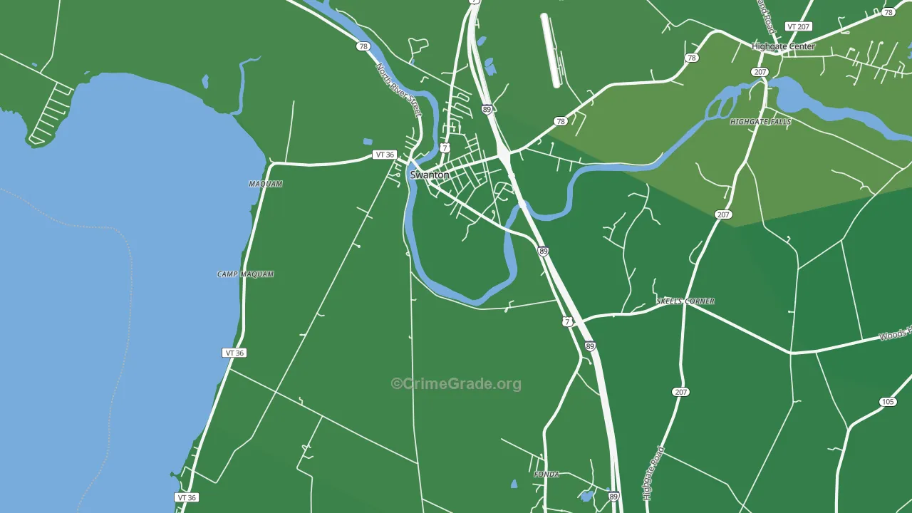 Swanton, VT Map of Vehicle Theft Rates