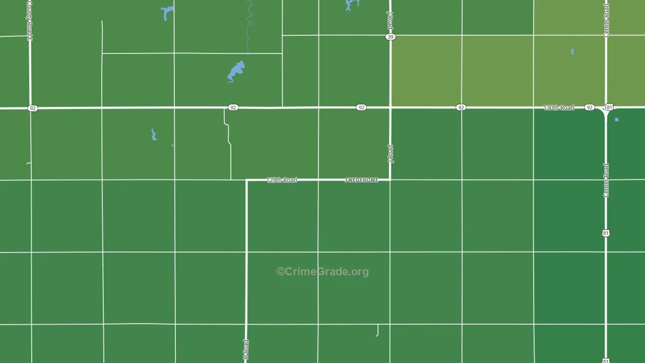 Swedehome, NE Map of Vehicle Theft Rates