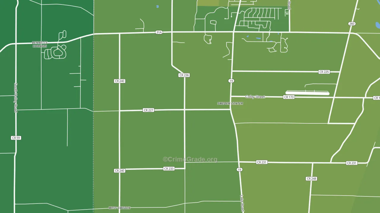 Sweden Center, NY Map of Vehicle Theft Rates