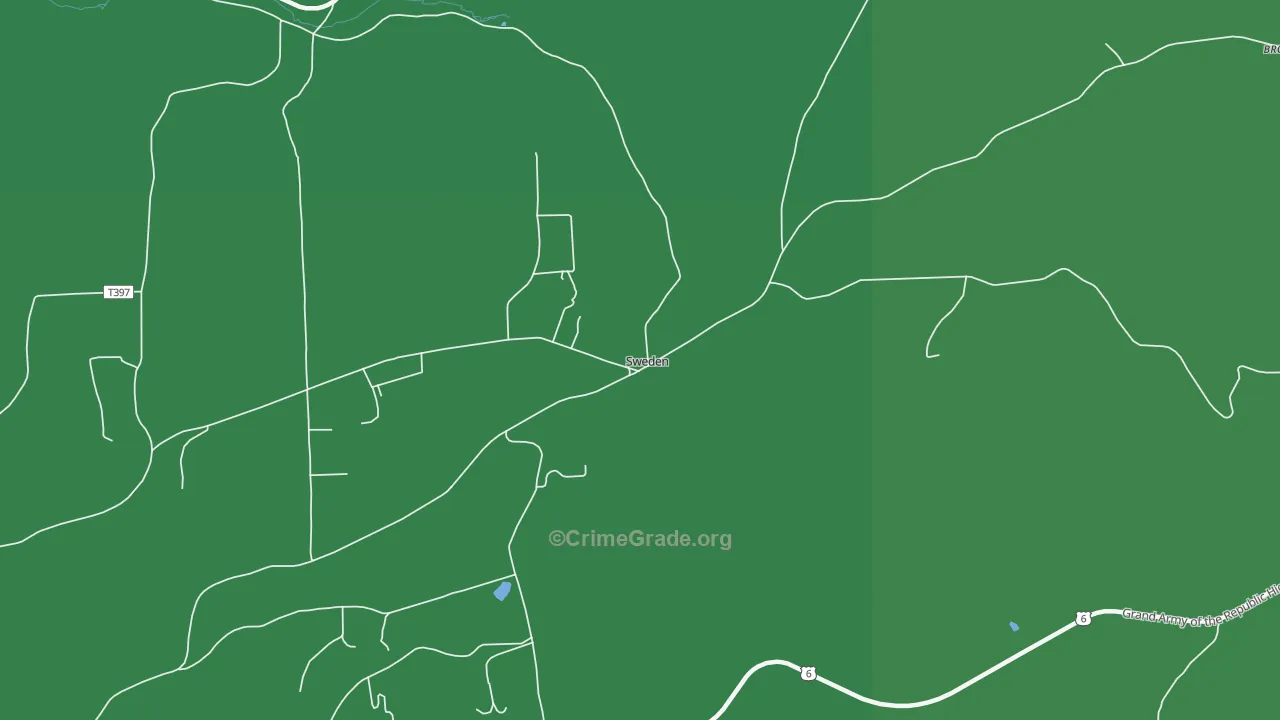 Sweden, PA Map of Vehicle Theft Rates