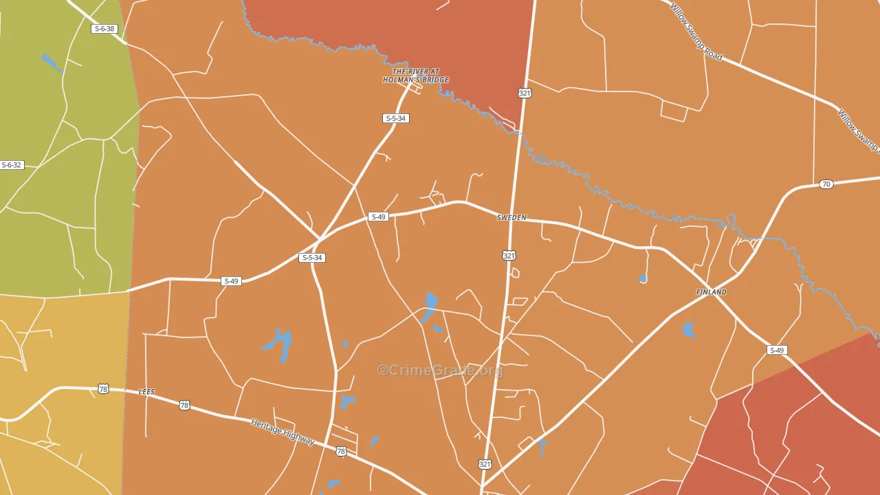 Sweden, SC Map of Vehicle Theft Rates