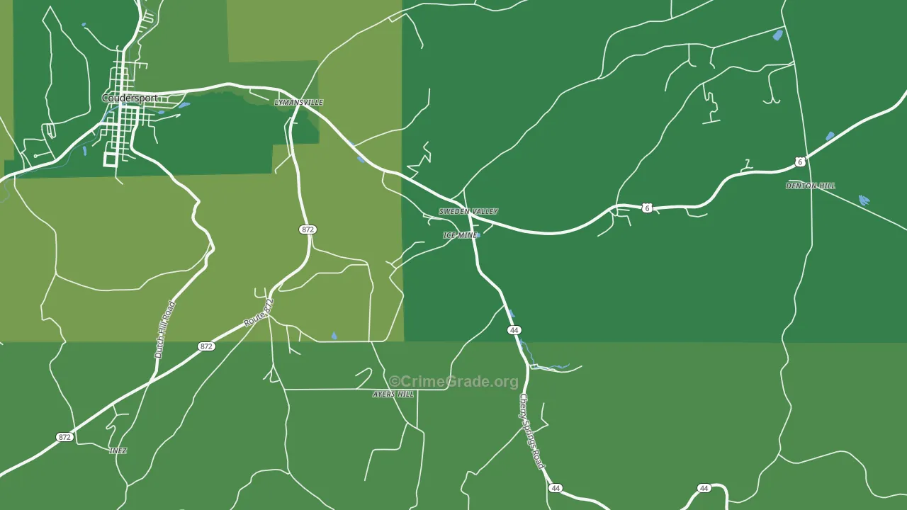 Sweden Valley, PA Map of Vehicle Theft Rates