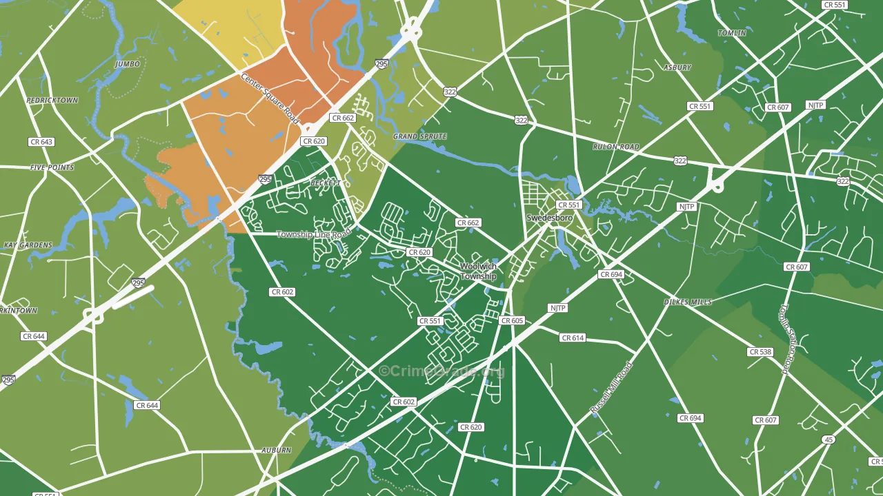 Swedesboro, NJ Map of Vehicle Theft Rates