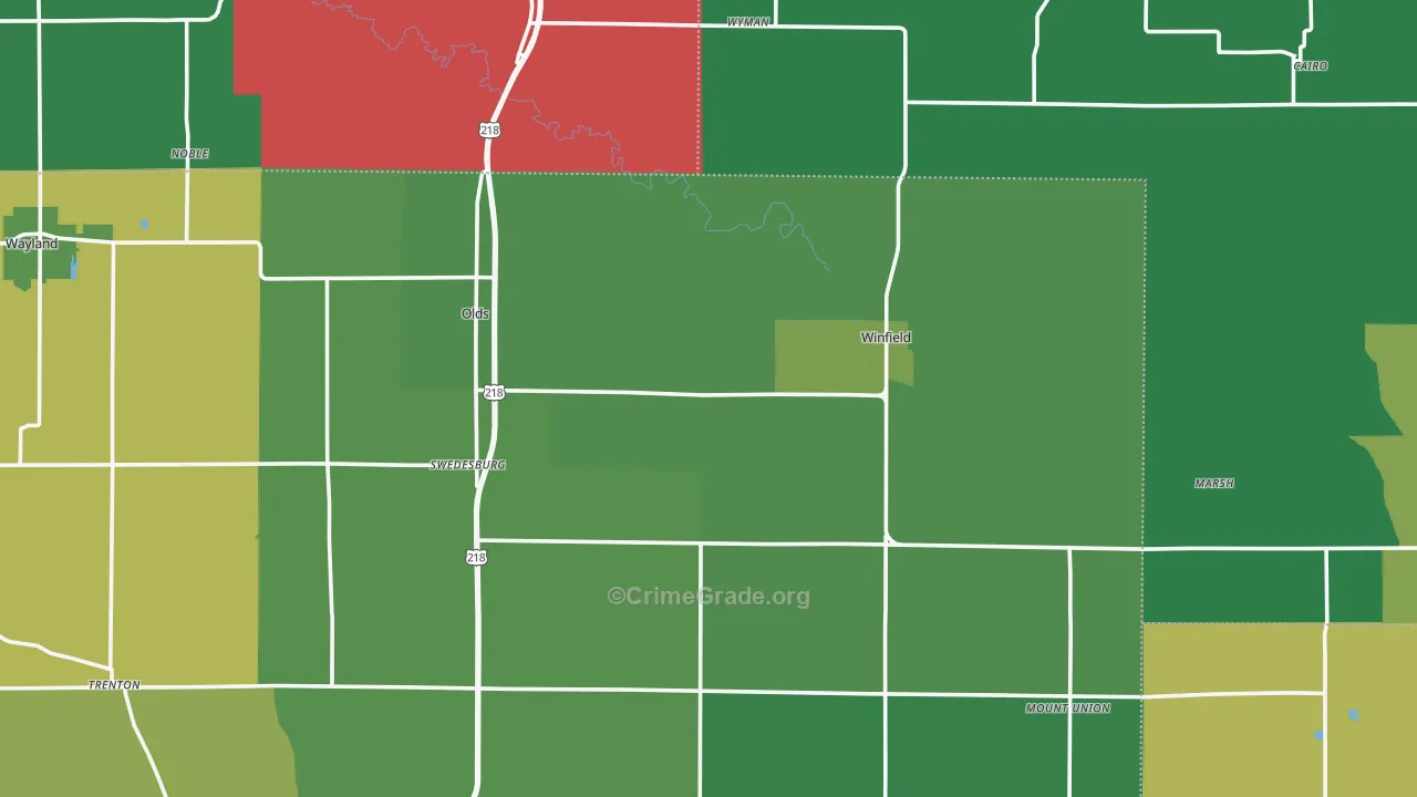 Swedesburg, IA Map of Vehicle Theft Rates