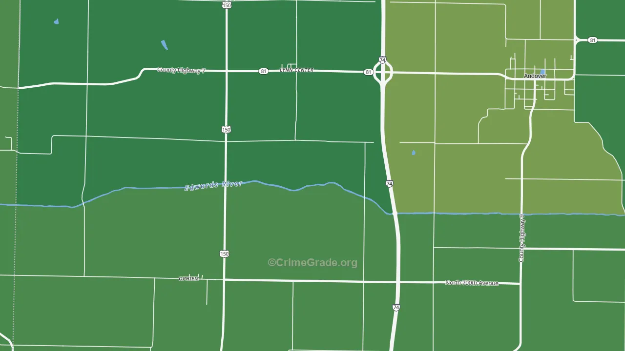 Swedona, IL Map of Vehicle Theft Rates