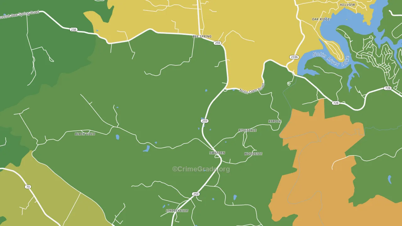 Sweeden, KY Map of Vehicle Theft Rates