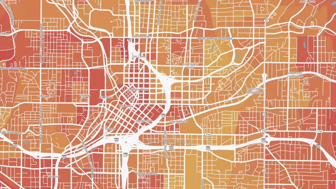 Sweet Auburn, Atlanta, GA Map of Vehicle Theft Rates