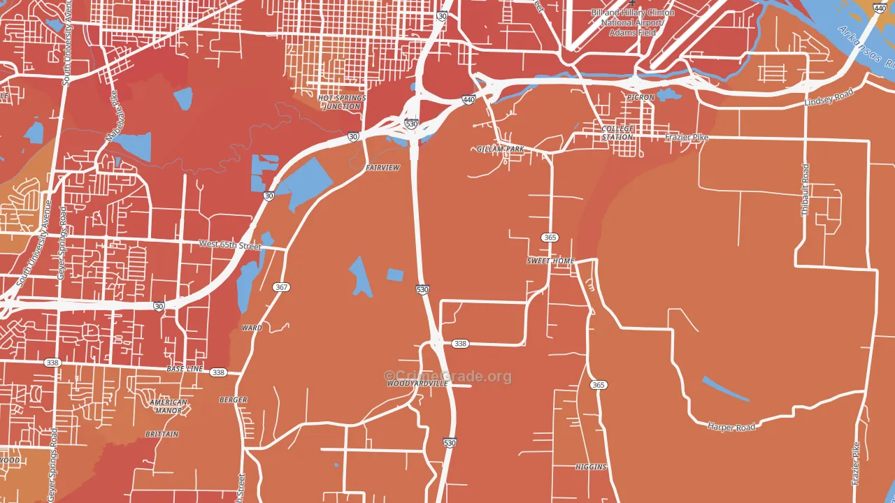 Sweet Home, AR Map of Vehicle Theft Rates
