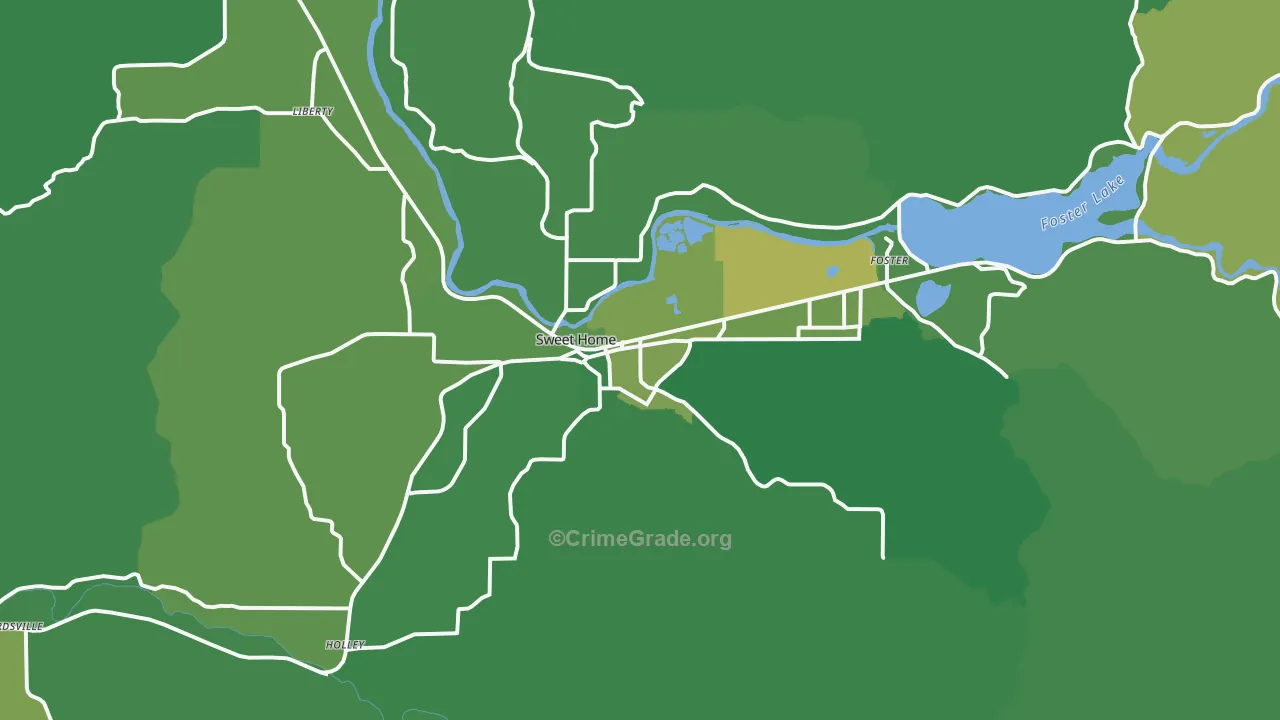 Sweet Home, OR Map of Vehicle Theft Rates