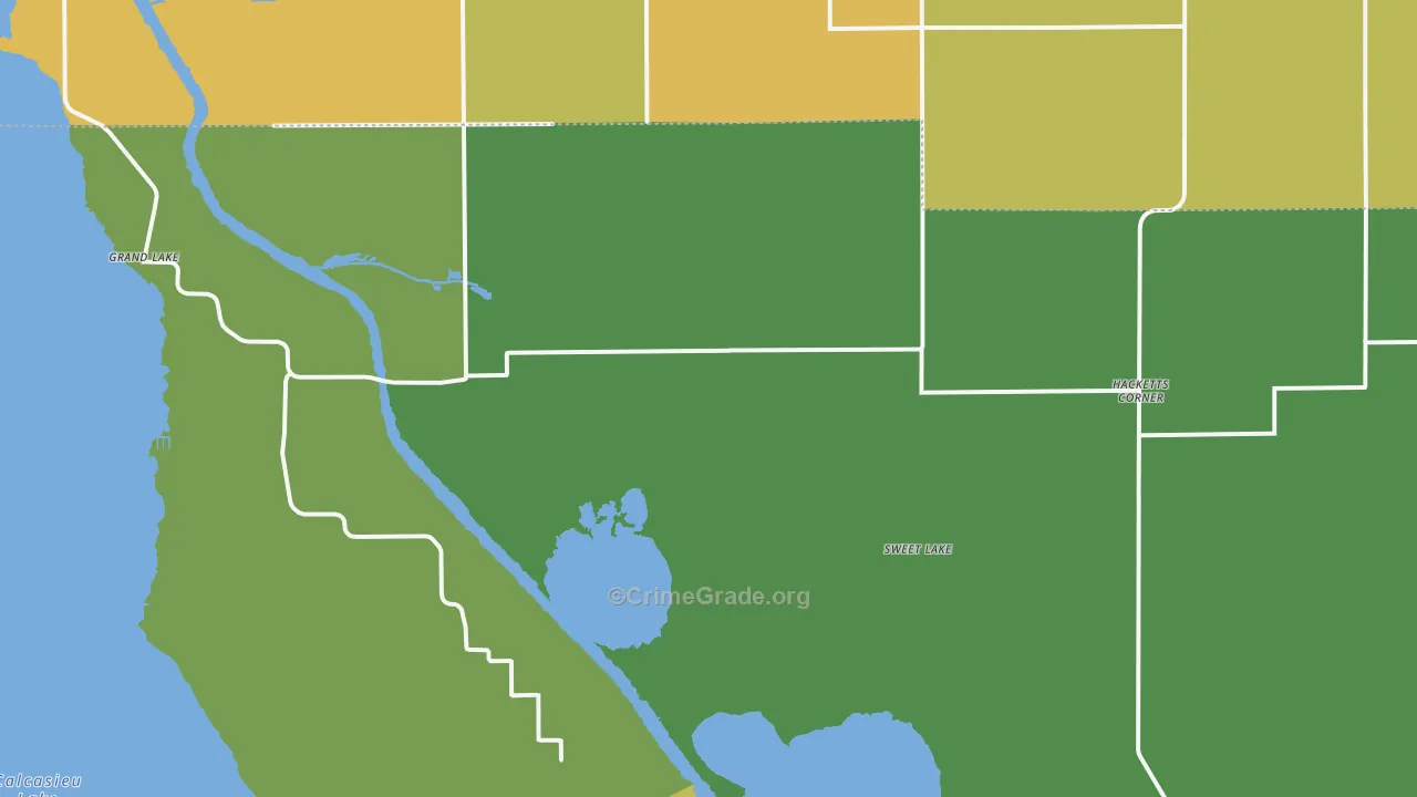 Sweet Lake, LA Map of Vehicle Theft Rates
