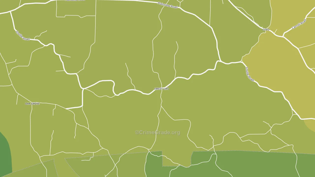 Sweet Lips, TN Map of Vehicle Theft Rates
