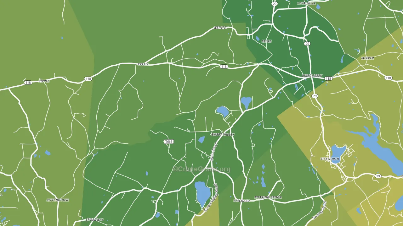 Sweet Valley, PA Map of Vehicle Theft Rates
