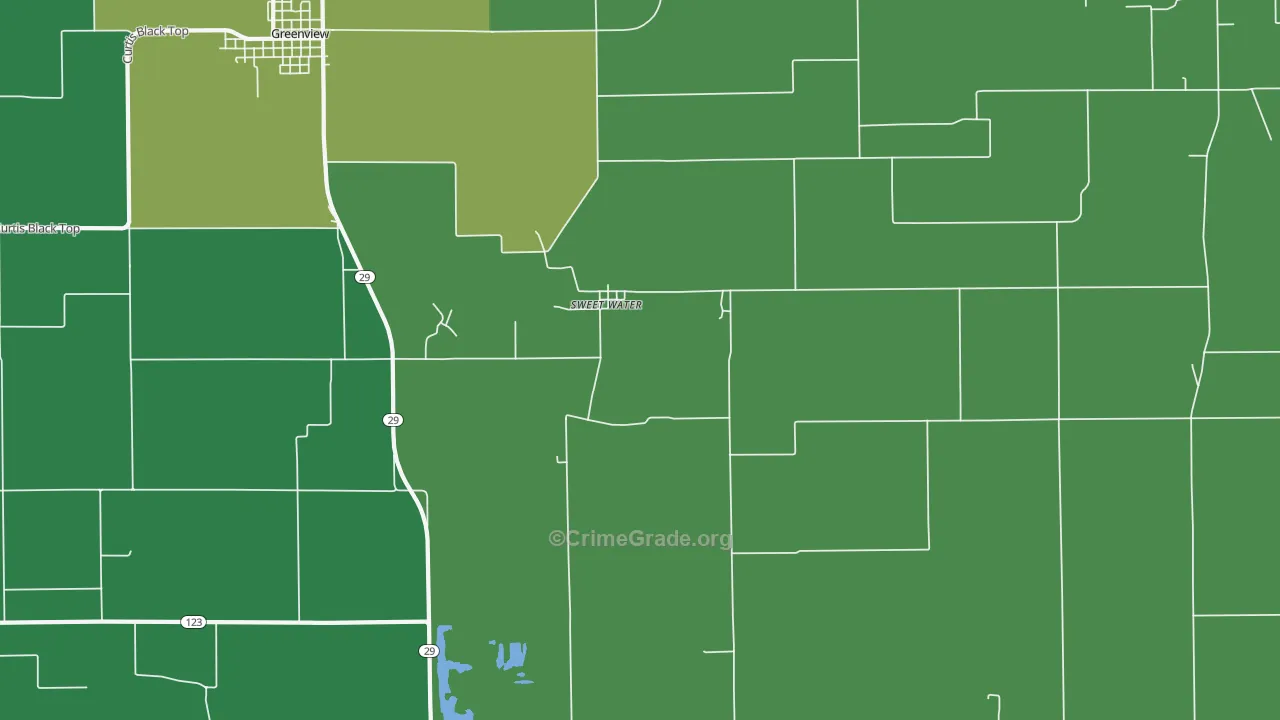 Sweet Water, IL Map of Vehicle Theft Rates