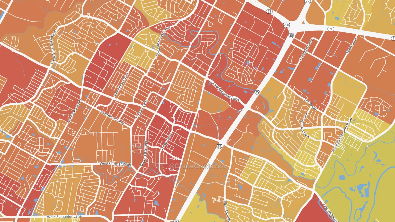 Sweetbriar, Austin, TX Map of Vehicle Theft Rates