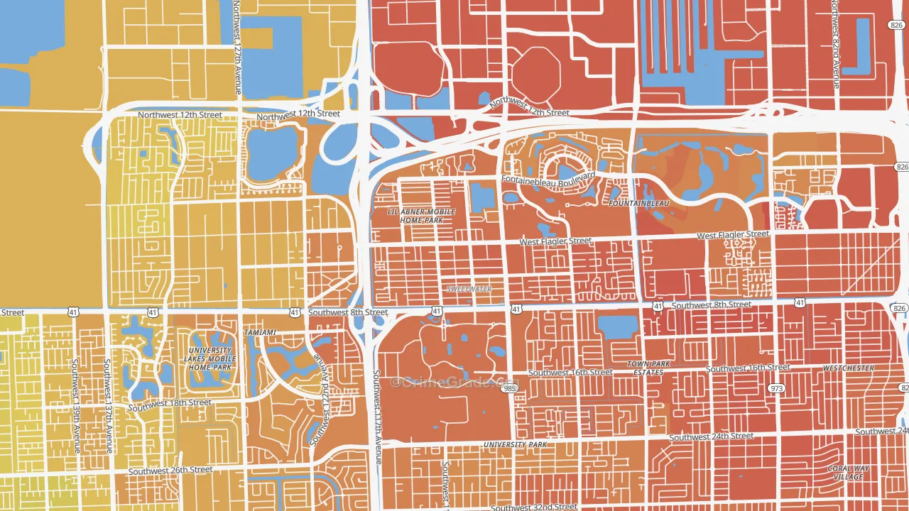 Sweetwater, FL Map of Vehicle Theft Rates