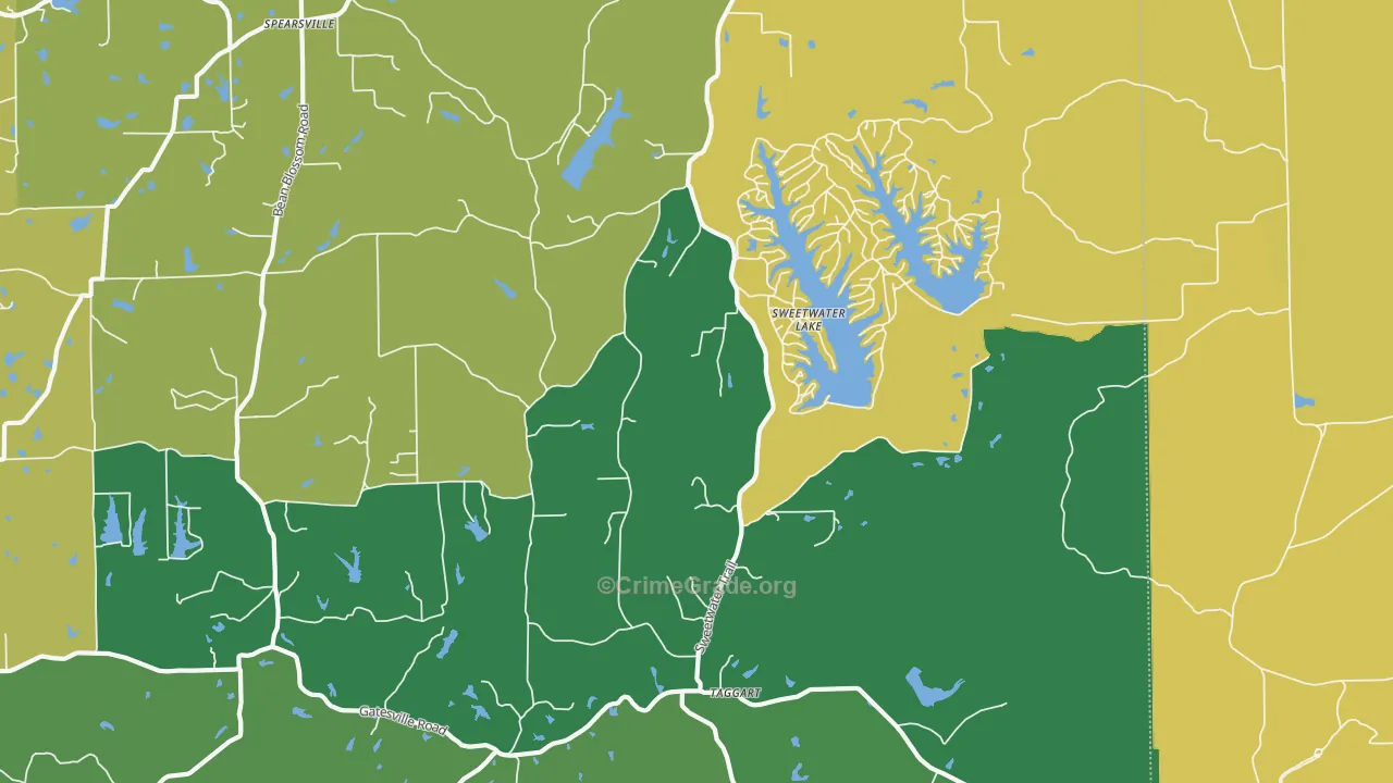 Sweetwater Lake, IN Map of Vehicle Theft Rates