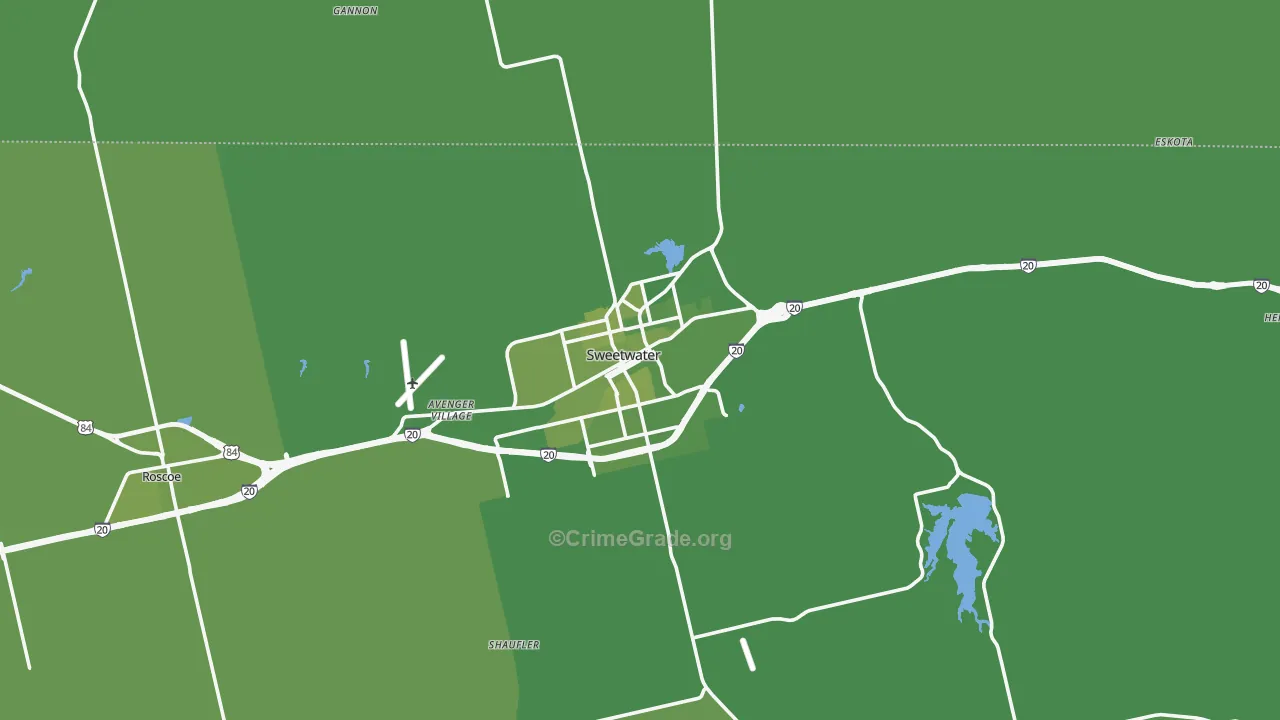Sweetwater, TX Map of Vehicle Theft Rates