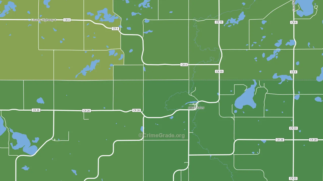 Swift Falls, MN Map of Vehicle Theft Rates