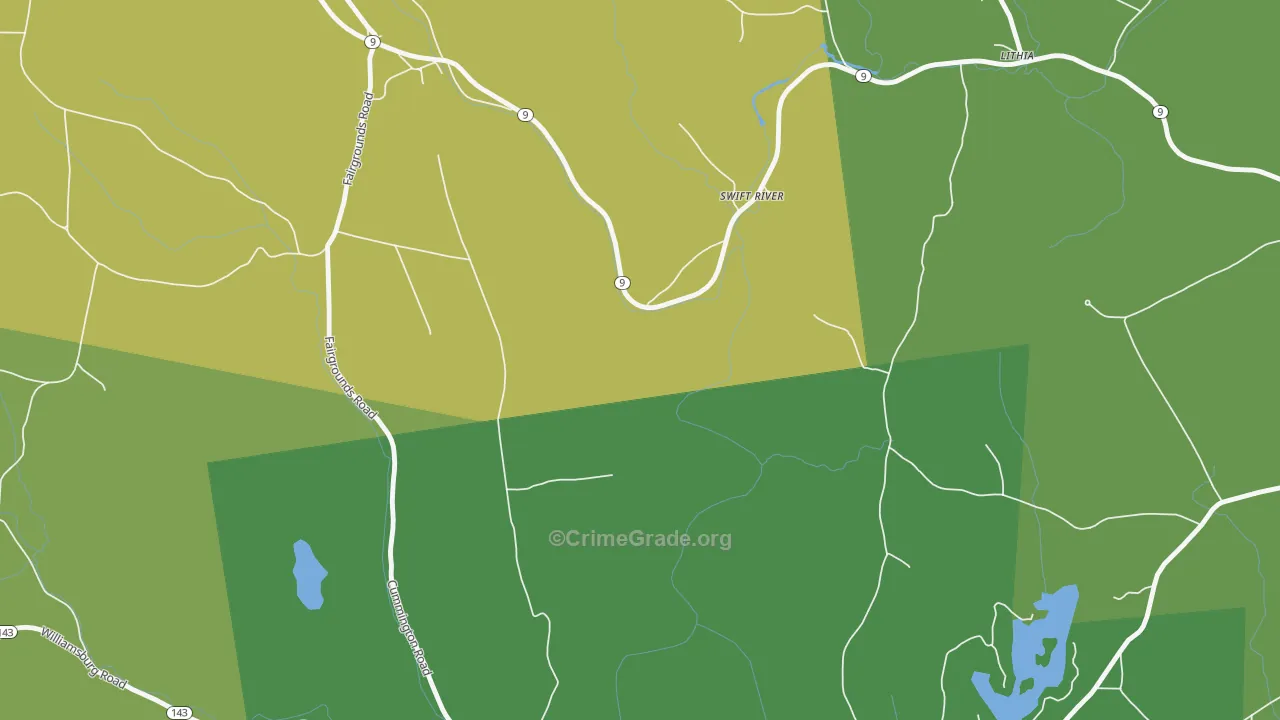 Swift River, MA Map of Vehicle Theft Rates
