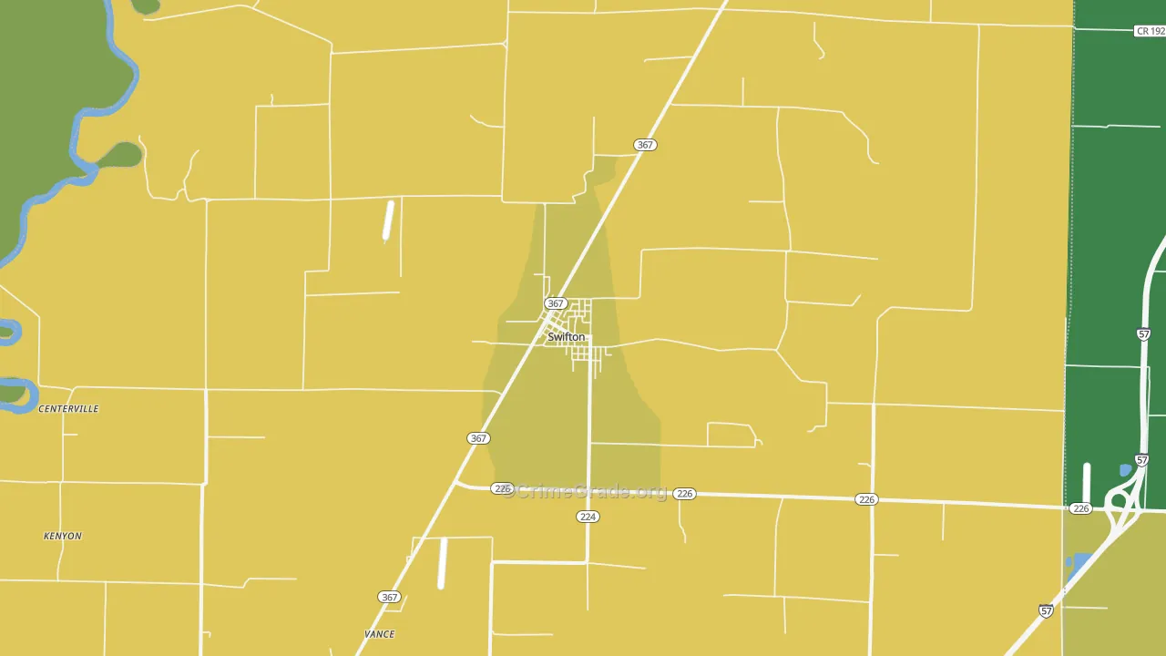 Swifton, AR Map of Vehicle Theft Rates