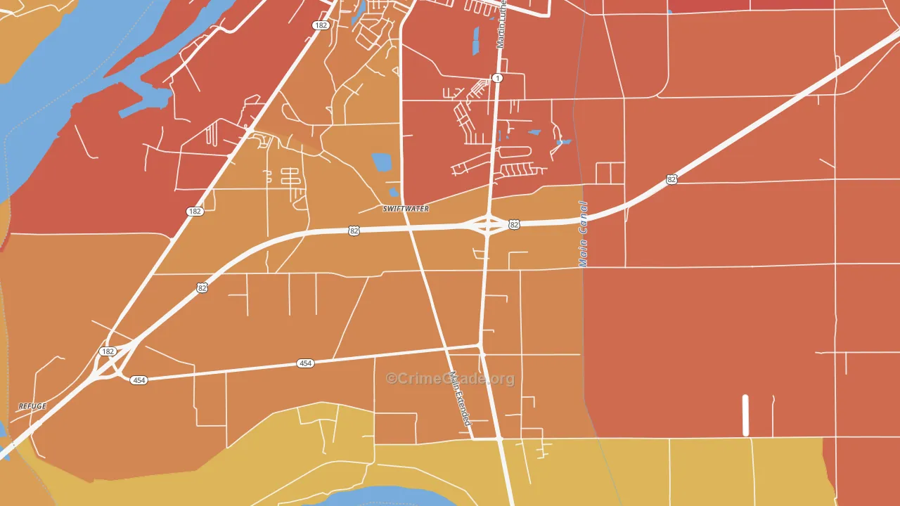 Swiftwater, MS Map of Vehicle Theft Rates