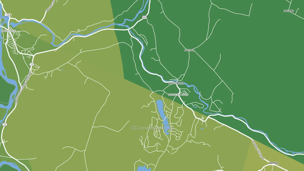 Swiftwater, NH Map of Vehicle Theft Rates
