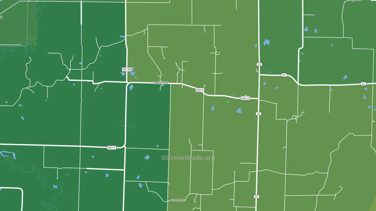 Swinton, MO Map of Vehicle Theft Rates