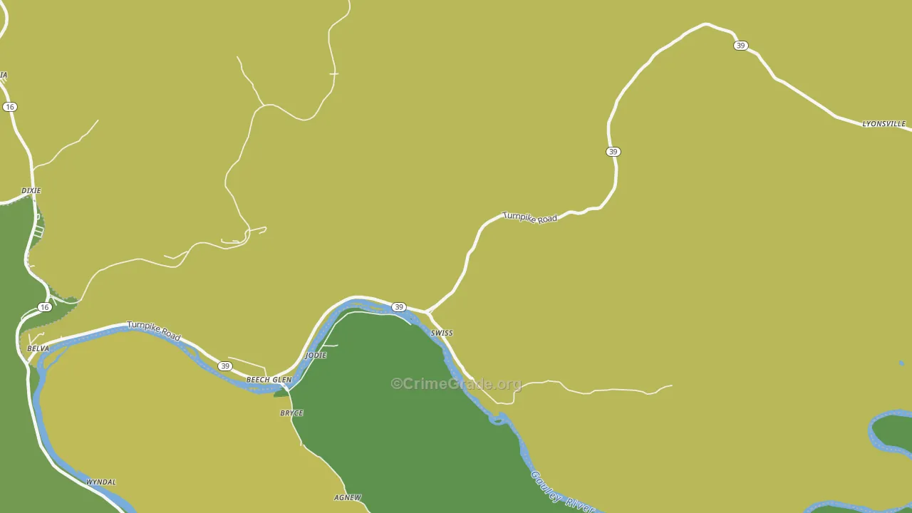Swiss, WV Map of Vehicle Theft Rates