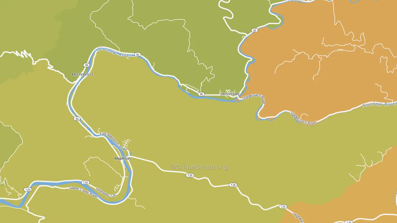 Swisshome, OR Map of Vehicle Theft Rates