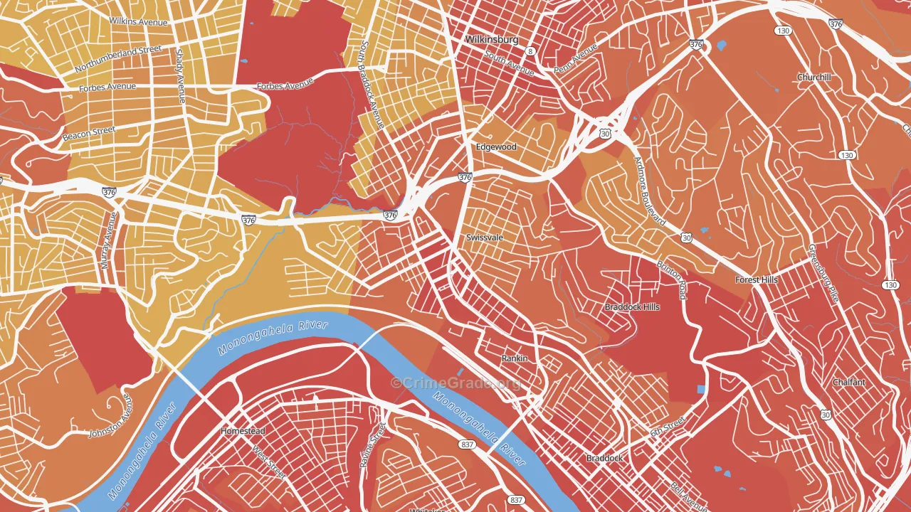 Swissvale, PA Map of Vehicle Theft Rates