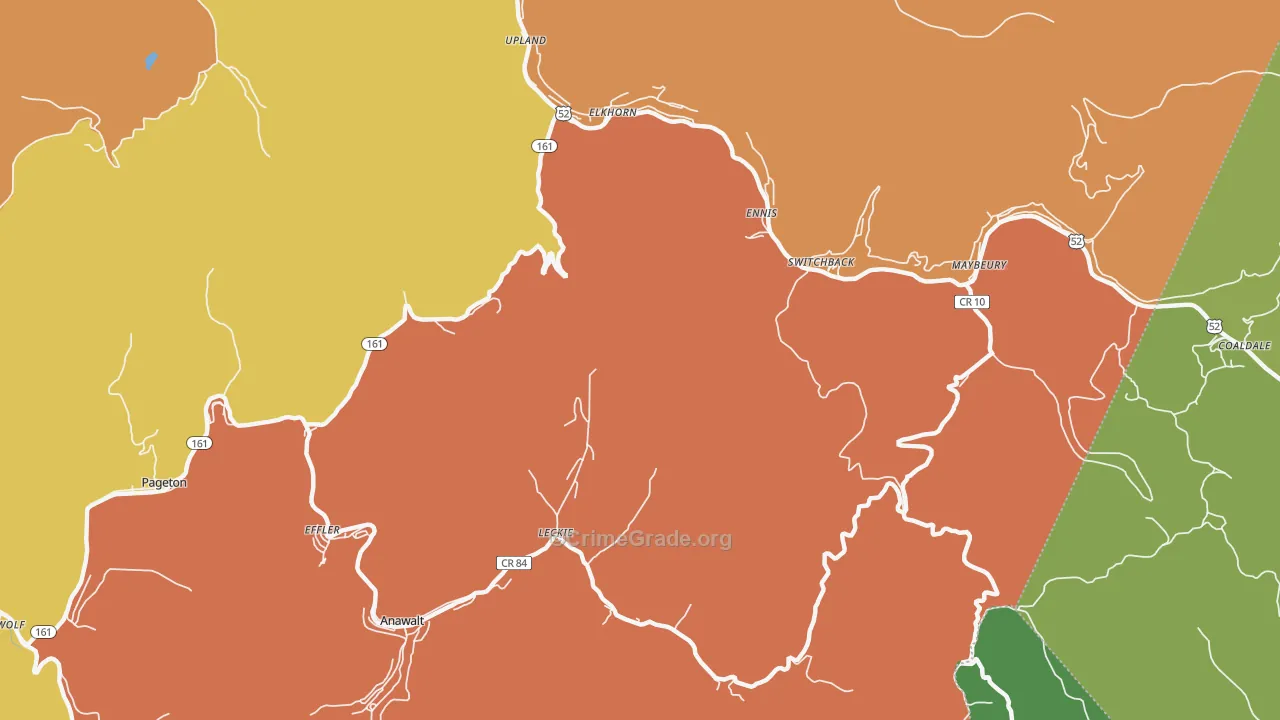 Switchback, WV Map of Vehicle Theft Rates