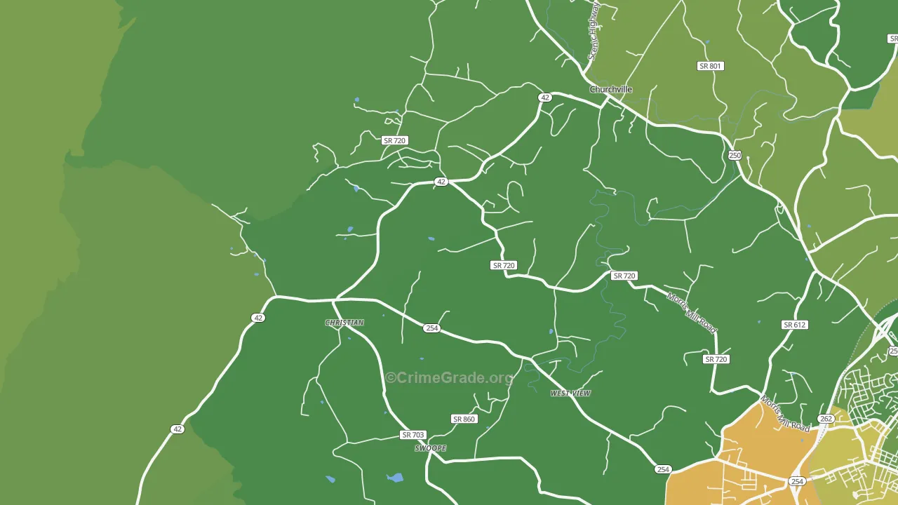 Swoope, VA Map of Vehicle Theft Rates