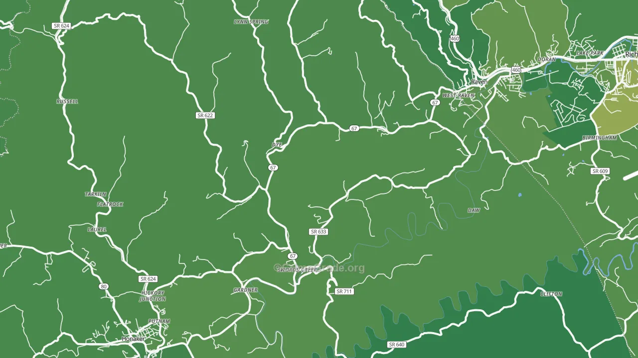 Swords Creek, VA Map of Vehicle Theft Rates