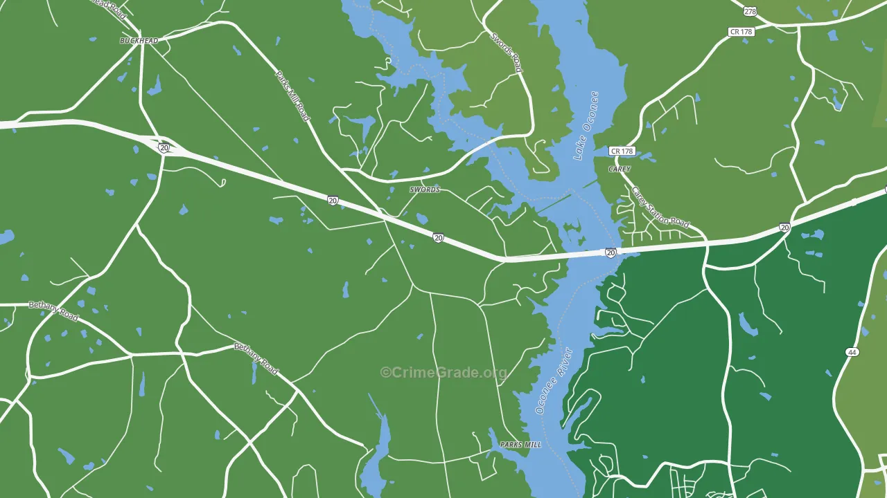 Swords, GA Map of Vehicle Theft Rates