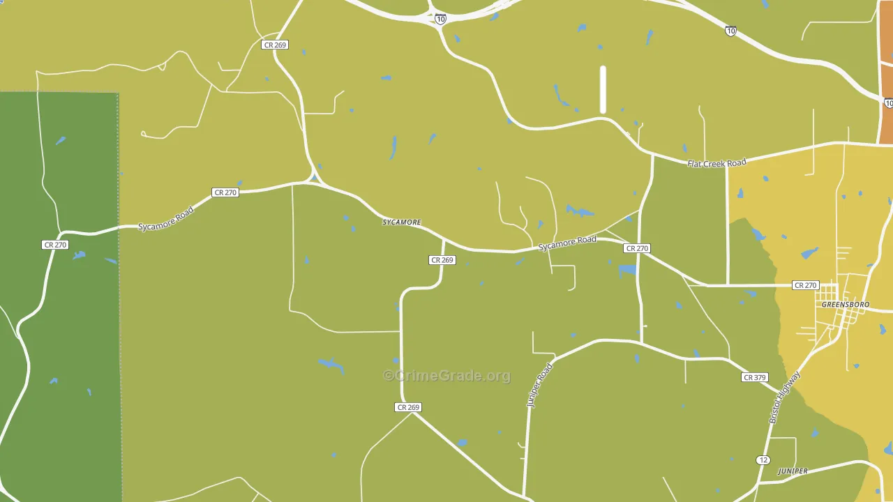 Sycamore, FL Map of Vehicle Theft Rates