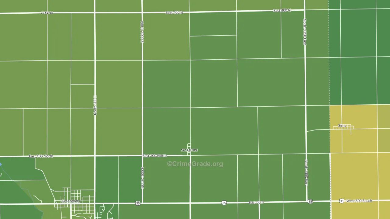Sycamore, IN Map of Vehicle Theft Rates