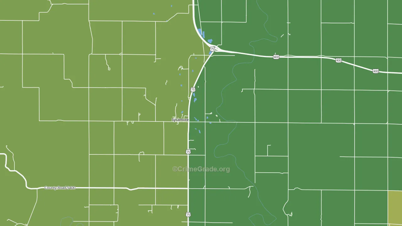Sycamore, KS Map of Vehicle Theft Rates