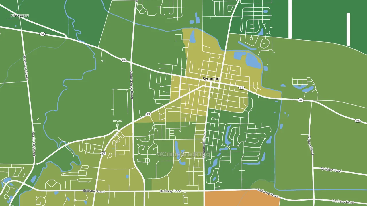 Sycamore Manor, Sycamore, IL Map of Vehicle Theft Rates