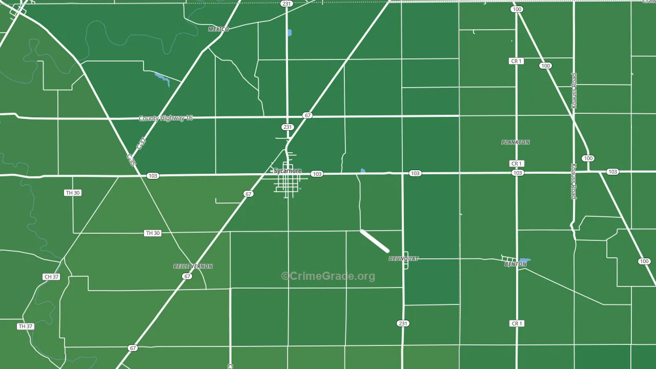 Sycamore, OH Map of Vehicle Theft Rates