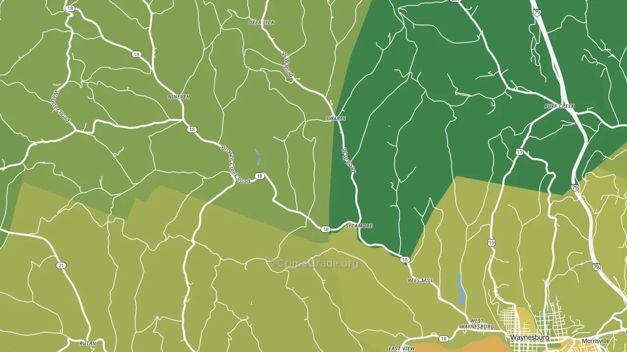 Sycamore, PA Map of Vehicle Theft Rates