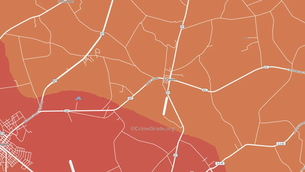 Sycamore, SC Map of Vehicle Theft Rates