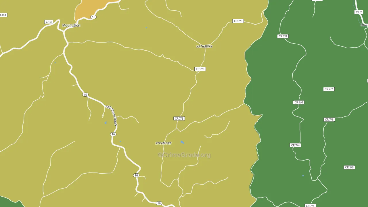 Sycamore, WV Map of Vehicle Theft Rates