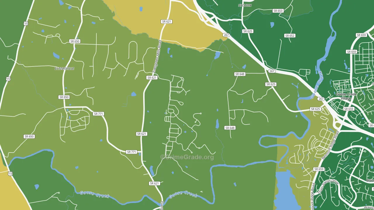 Sycolin, VA Map of Vehicle Theft Rates