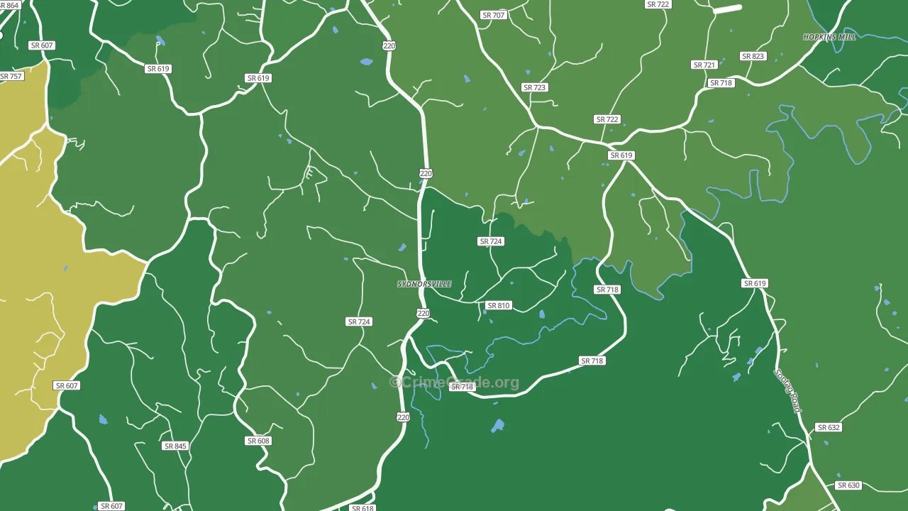 Sydnorsville, VA Map of Vehicle Theft Rates