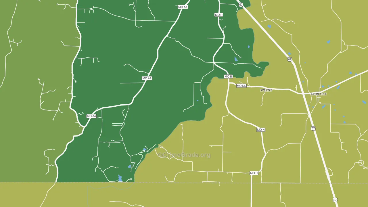 Syenite, MO Map of Vehicle Theft Rates