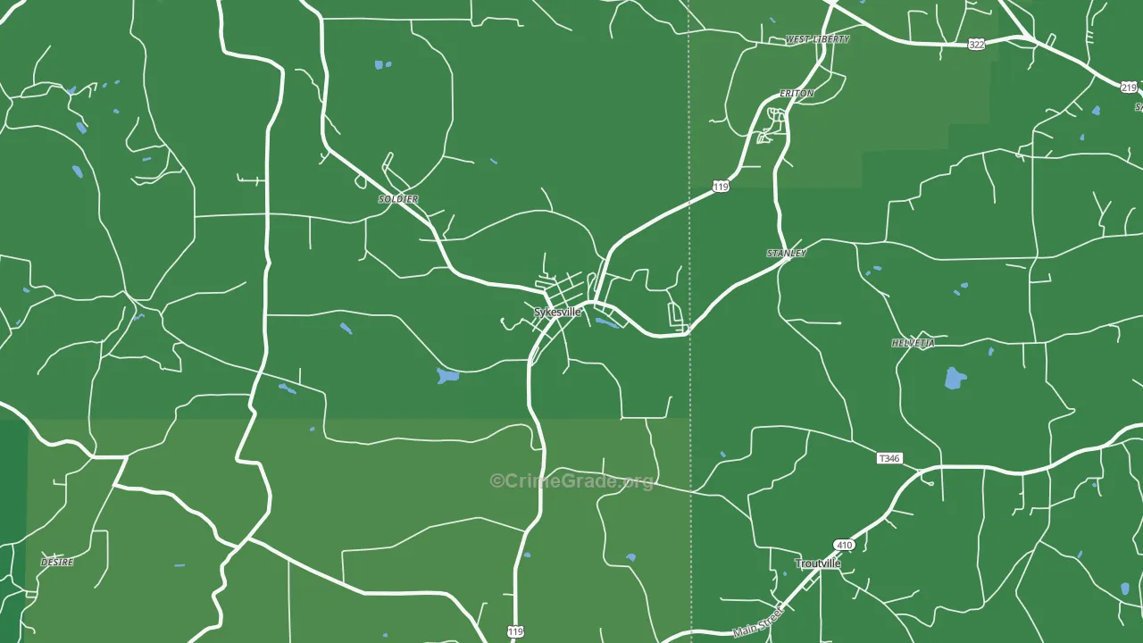 Sykesville, PA Map of Vehicle Theft Rates