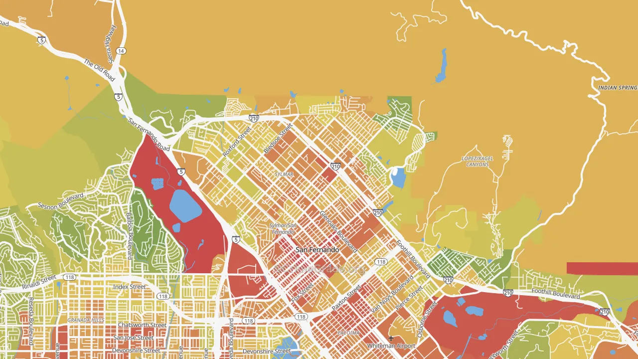 Sylmar, CA Map of Vehicle Theft Rates