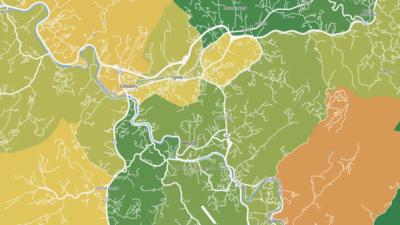 Sylva, NC Map of Vehicle Theft Rates